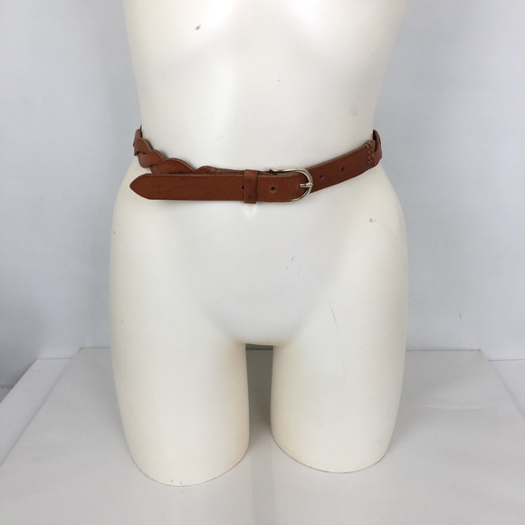 Women’s Thin Brown Twisted Braided Leather Belt Preppy - Picture 7 of 8